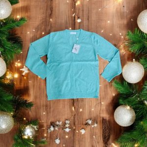 เสื้อไหมพรมคาร์ดิแกนสีเขียวพาสเทล